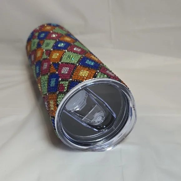 20oz Vibrant Multicolor Diamond Pattern Tumbler - Picture 5 of 6